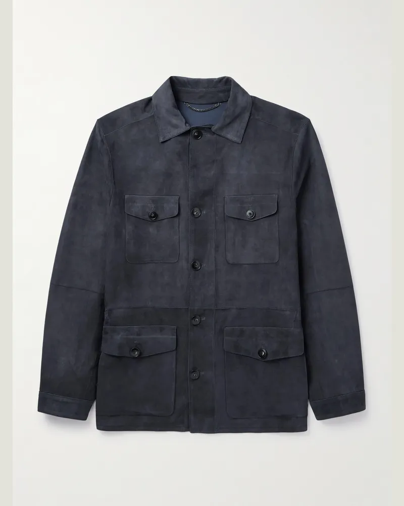 Canali Jacke aus Veloursleder Blau