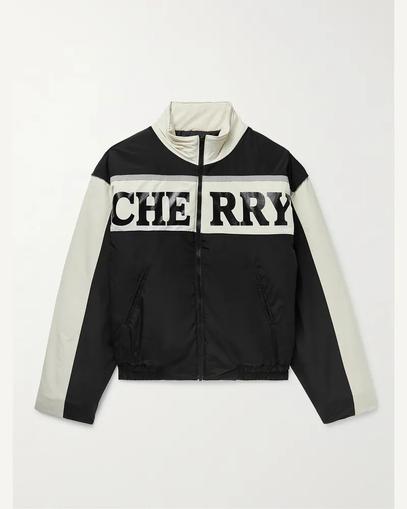 Cherry Los Angeles Pit Crew Logo-Print Padded Shell Jacket Black