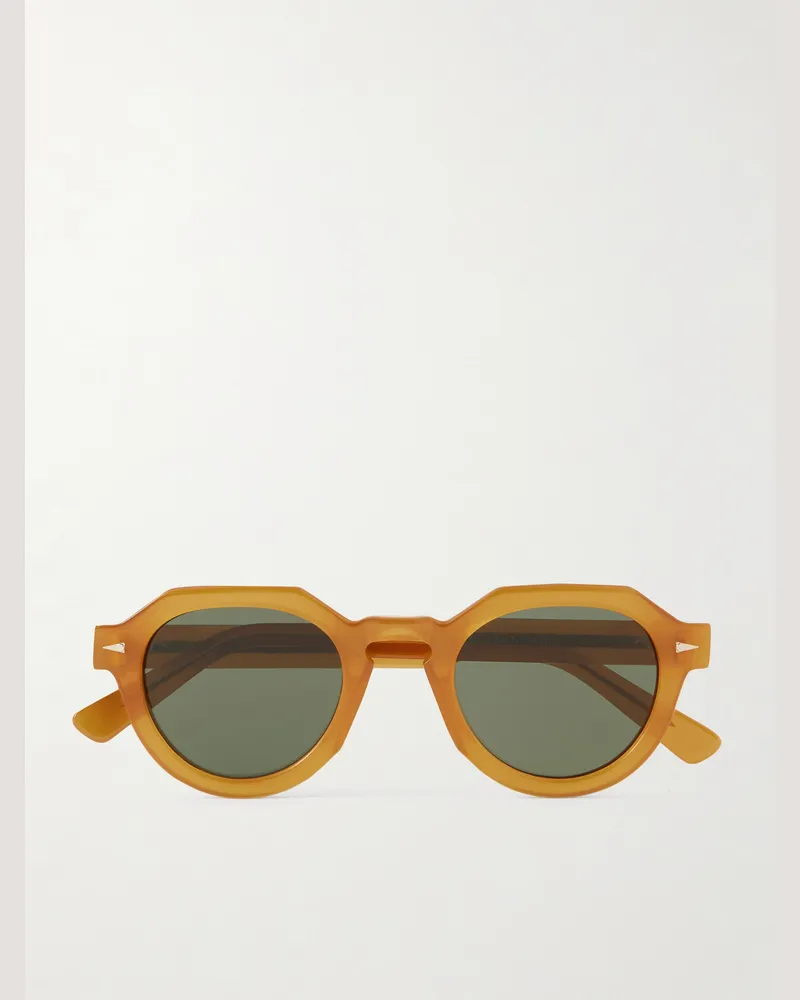 AHLEM Grenelle Sonnenbrille mit rundem Rahmen aus Azetat Orange