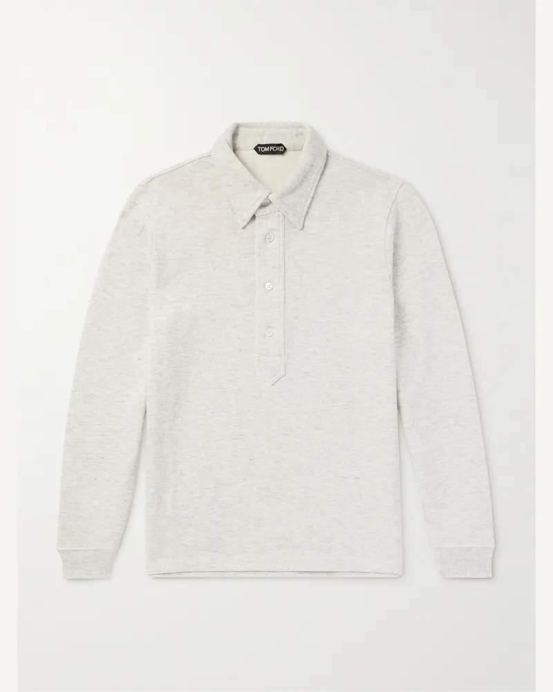 Tom Ford Pullover aus einer Baumwollmischung in Rippstrick mit Polokragen Grau
