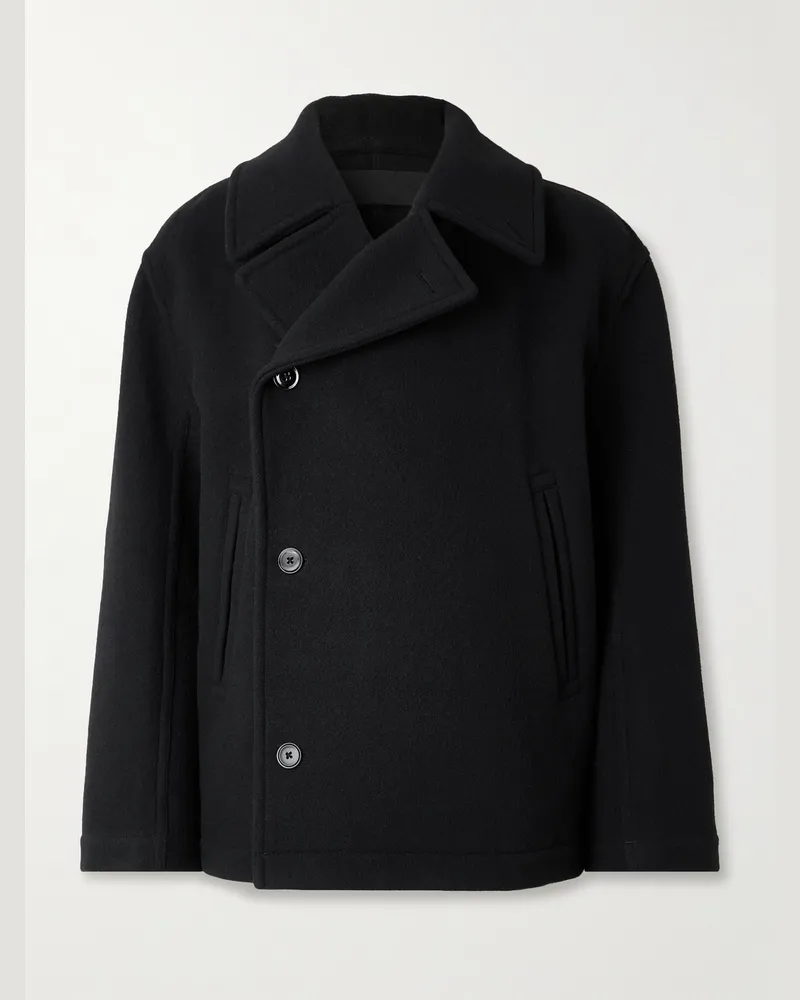 Christophe Lemaire Peacoat aus gebürsteter Wolle Schwarz