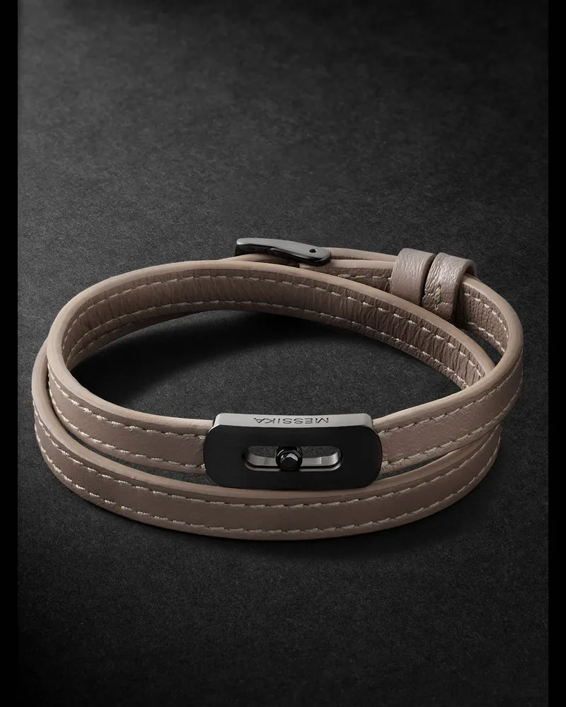 Messika My Move Titanium, Leather and Diamond Bracelet Brown