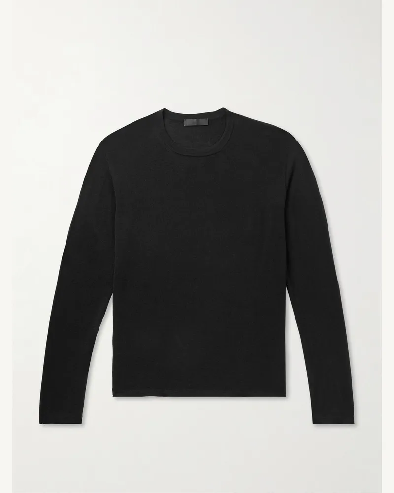 SAMAN AMEL Slim-Fit Cashmere and Silk-Blend T-Shirt Black