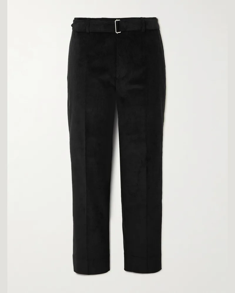 Officine Generale Hoche gerade geschnittene Hose aus Cord aus einer Baumwollmischung mit Gürtel Schwarz