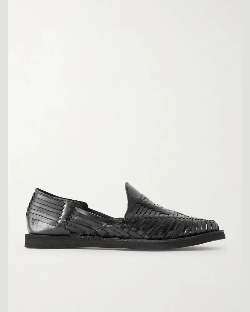 YUKETEN Alejandro Huarache-Sandalen aus geflochtenem Leder Schwarz