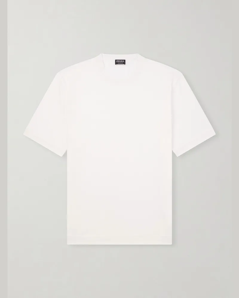 Ermenegildo Zegna T-Shirt aus Jersey aus einer Baumwoll-Seidenmischung Weiß