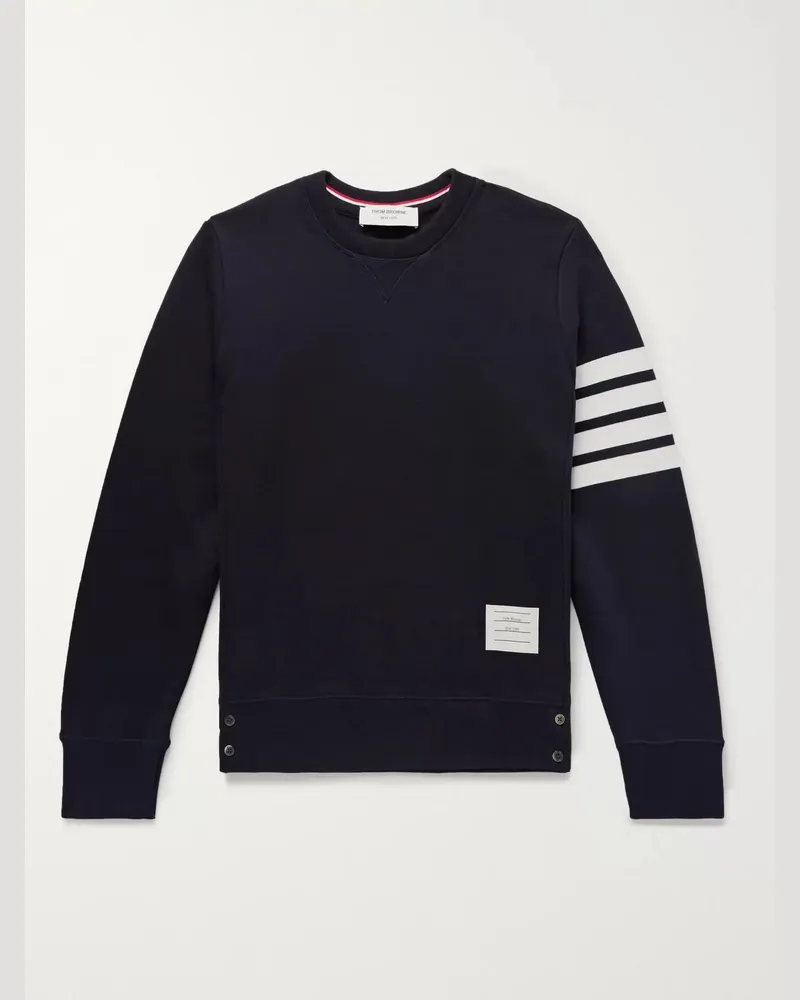 Thom Browne Slim-Fit Striped Loopback Cotton-Jersey Sweatshirt Blue
