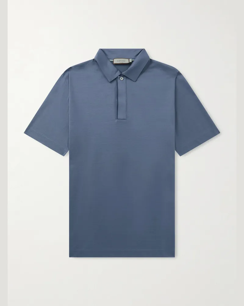 Canali Polohemd aus Baumwoll-Jersey Blau