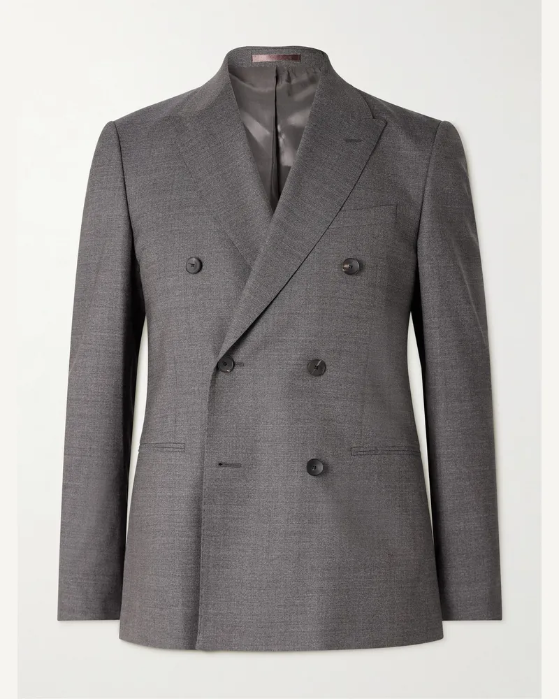 MR P. Slim-Fit Double-Breasted Wool Suit Jacket Gray
