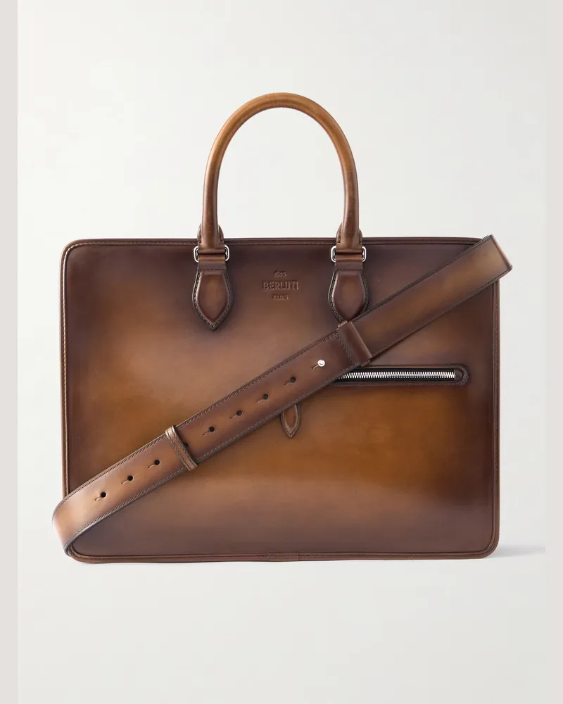 Berluti 2 Jours Neo Aktentasche aus Venezia-Leder Braun
