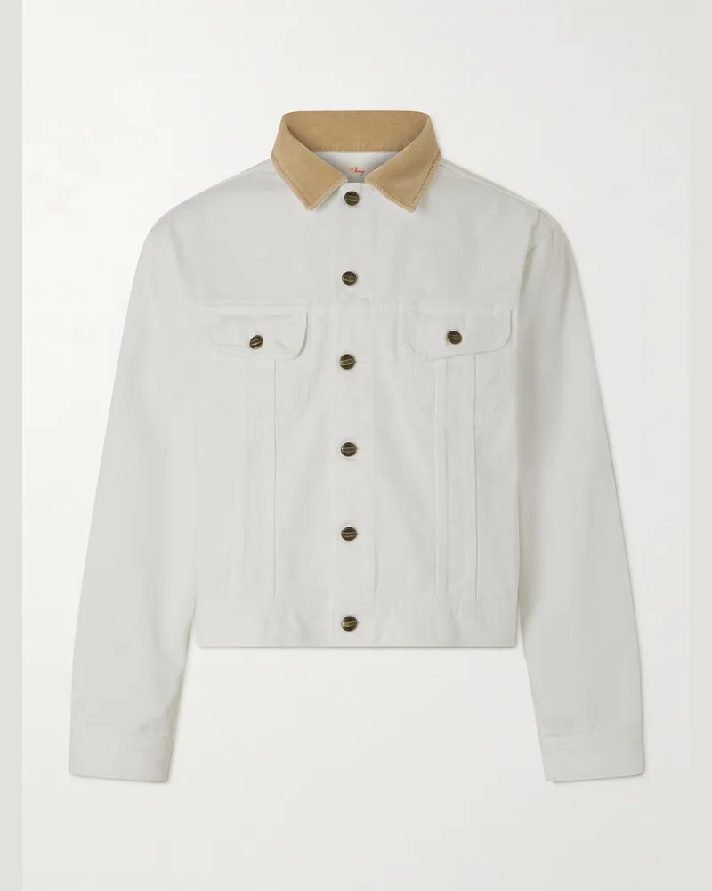 Cherry Los Angeles Corduroy-Trimmed Denim Jacket Neutrals