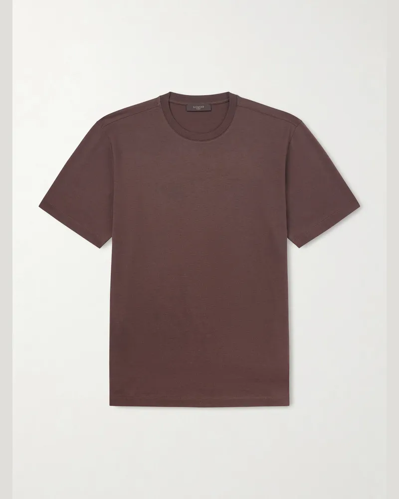 Slowear T-Shirt aus Jersey aus einer Baumwoll-Seidenmischung Braun
