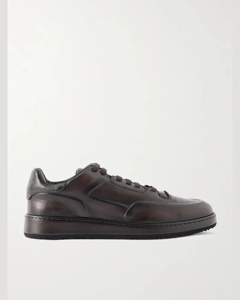 Officine Creative Italia Eraser 001 Airbrushed-Leather Sneakers Burgundy