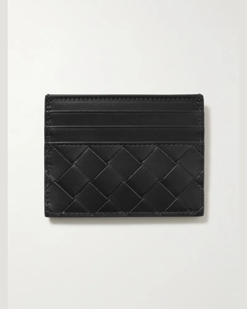 Bottega Veneta Kartenetui aus Intrecciato-Leder Schwarz