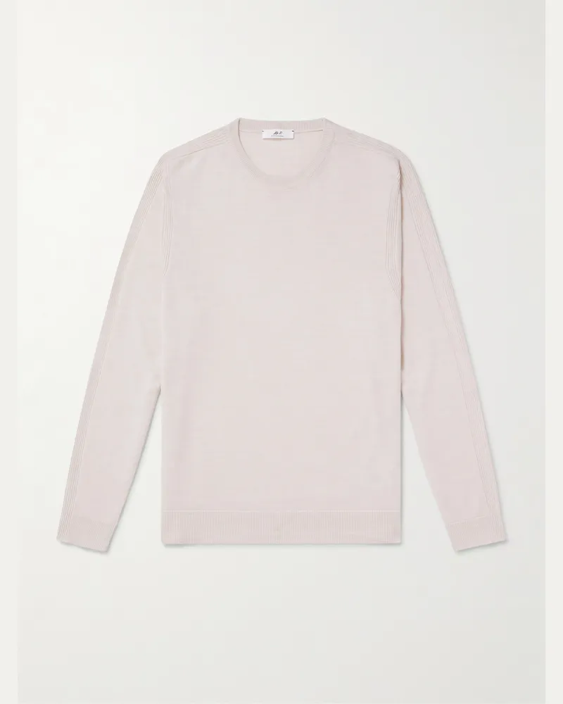 MR P. Rib-Detailed Merino Wool Sweater Neutrals