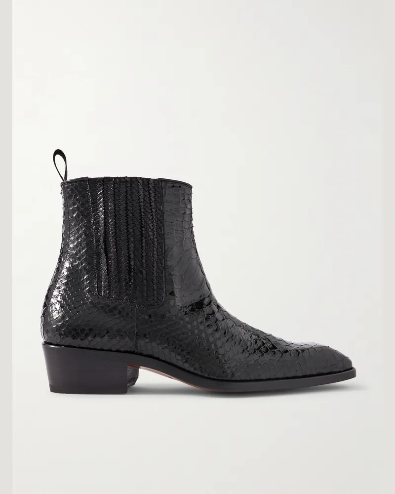 Tom Ford Kenneth Chelsea Boots aus Lackleder in Schlangenlederoptik Schwarz