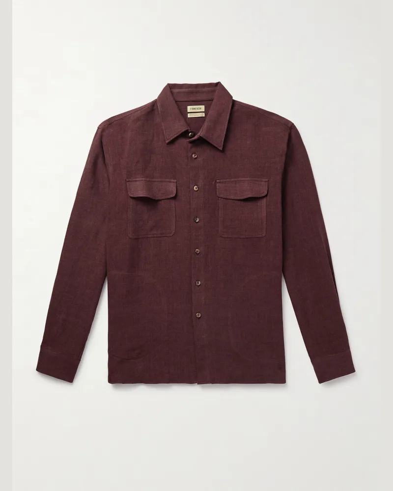 De Bonne Facture Hemdjacke aus einer Leinen-Wollmischung Rot
