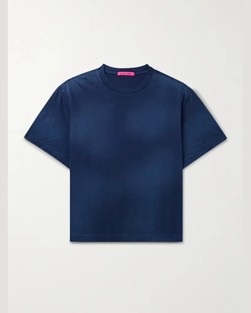 The Elder Statesman Sunbleached Cotton and Cashmere-Blend Jersey T-Shirt Blue