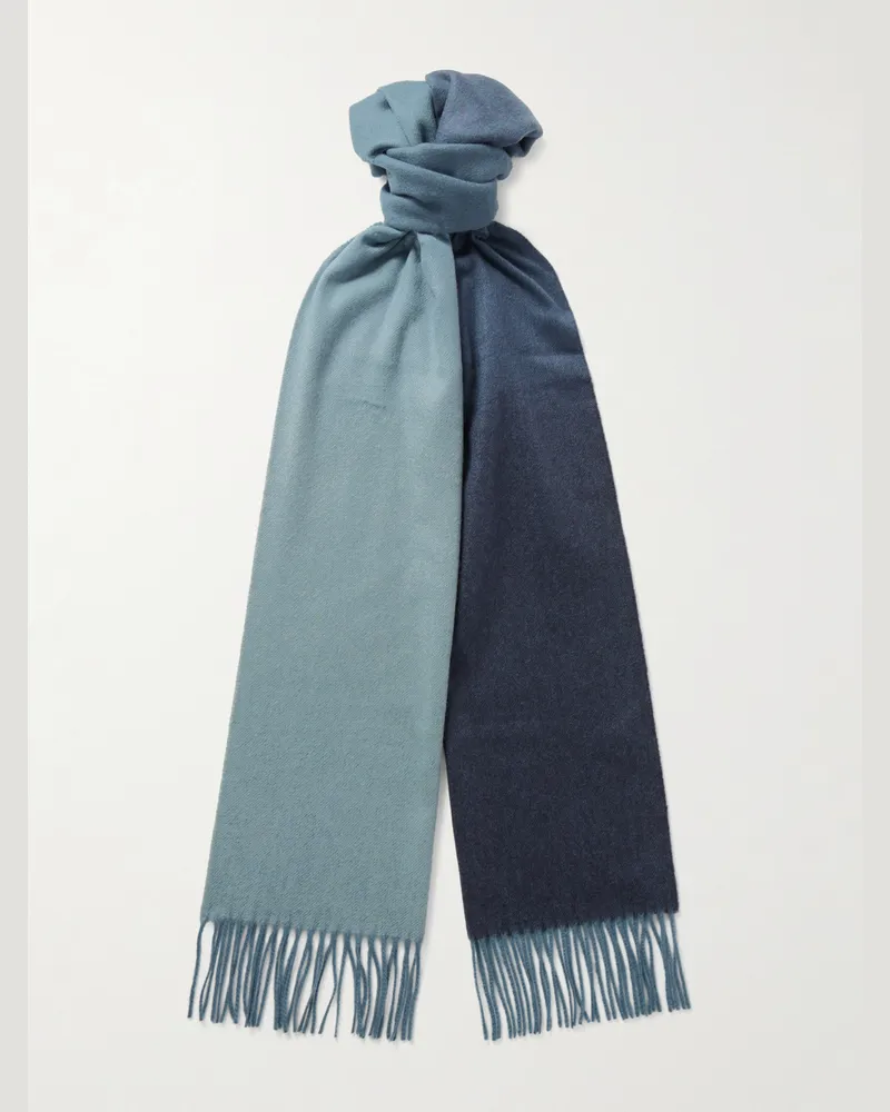 Johnstons of Elgin Fringed Ombré Cashmere Scarf Blue
