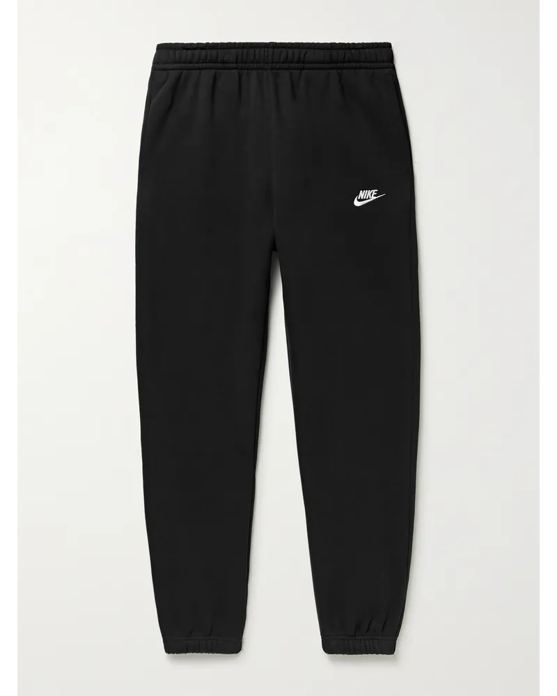 Nike Sportswear Club Tapered Cotton-Blend Jersey Sweatpants Schwarz