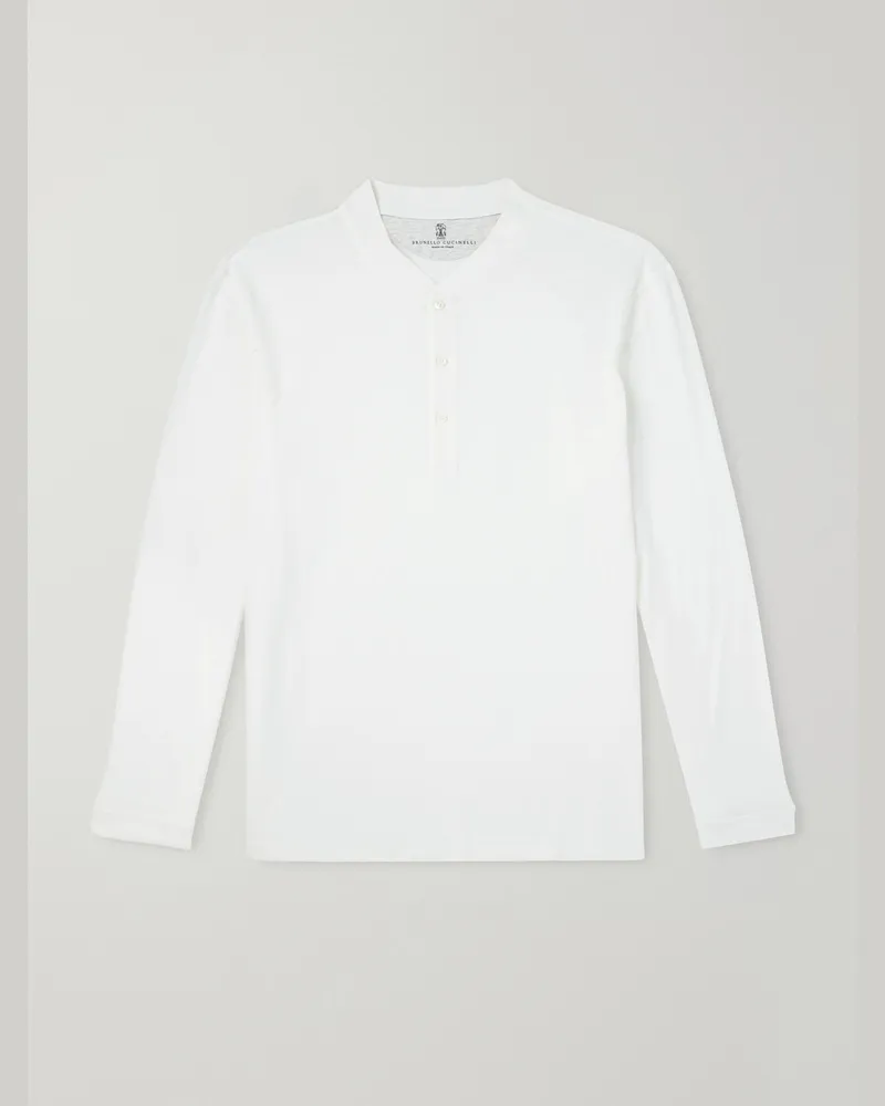 Brunello Cucinelli Linen and Cotton-Blend Henley T-Shirt Neutrals