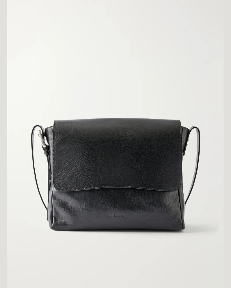 Our Legacy Piston Full-Grained Leather Messenger Bag Black