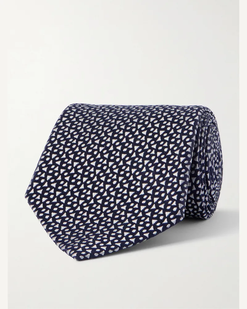 Charvet Krawatte aus Seiden-Twill mit Stickereien, 8,5 cm Blau