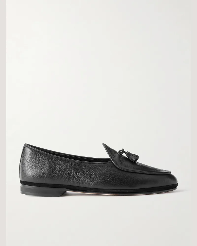 Rubinacci Marphy Loafers aus vollnarbigem Leder mit Troddeln Schwarz