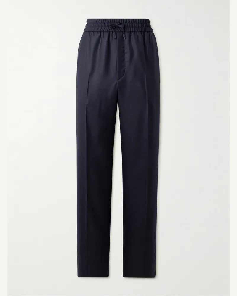 Brioni Asolo gerade geschnittene Hose aus Twill aus einer Woll-Kaschmirmischung Blau