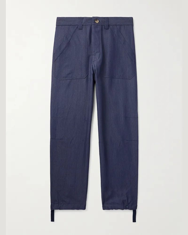 Brunello Cucinelli Straight-Leg Virgin Wool-Blend Trousers Blue