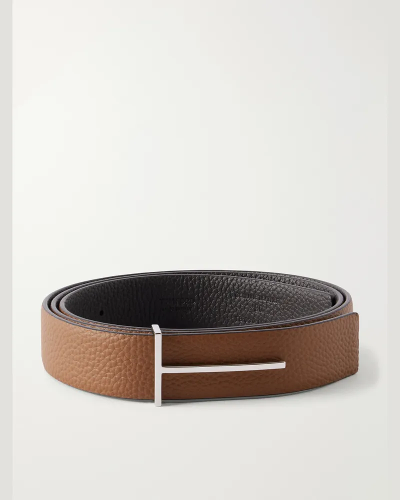 Tom Ford 2.8cm Reversible Leather Belt Brown