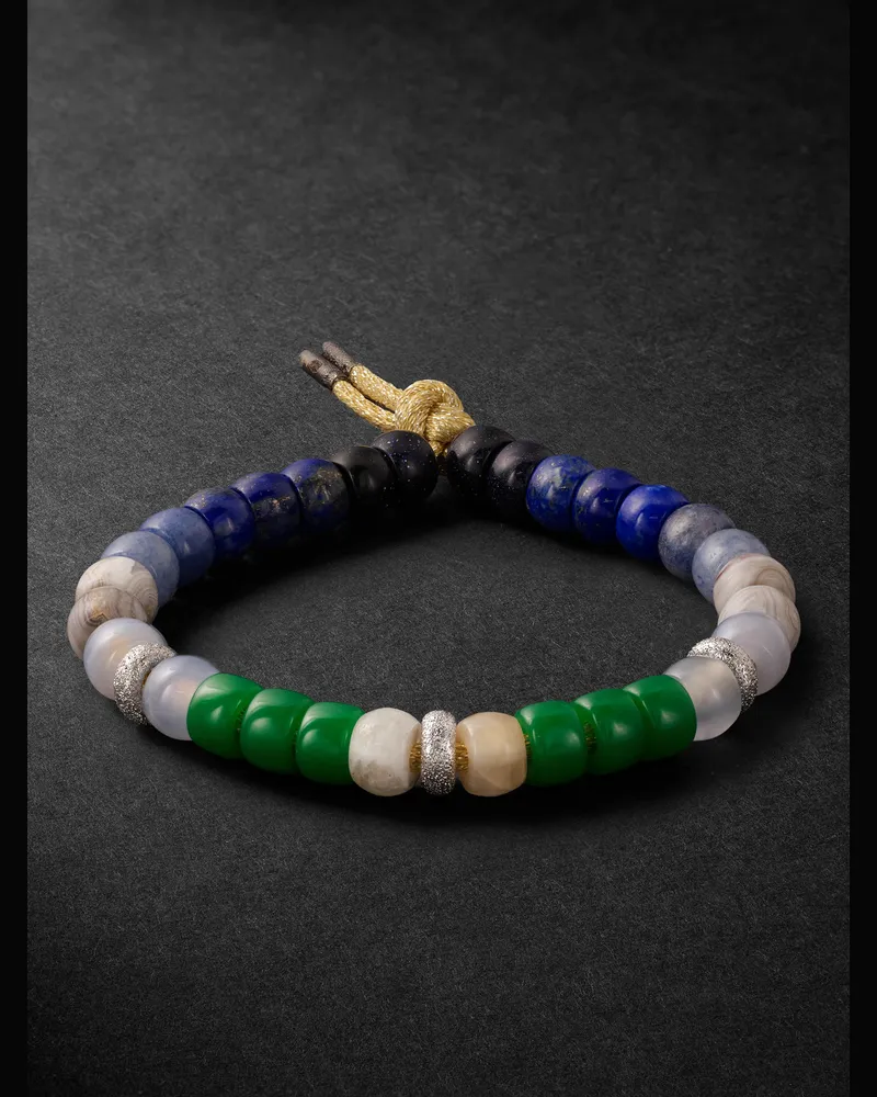 Carolina Bucci Montauk Forte 18-Karat White and Blackened Gold Multi-Stone Beaded Bracelet Multi