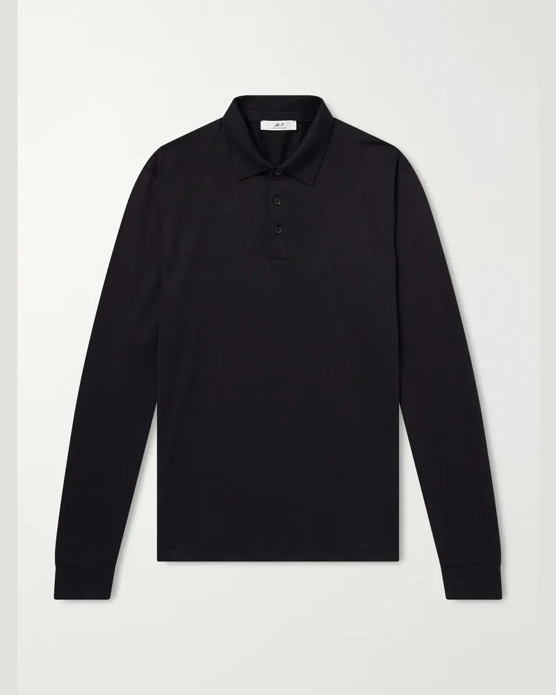 MR P. Silk and Cotton-Blend Polo Shirt Black