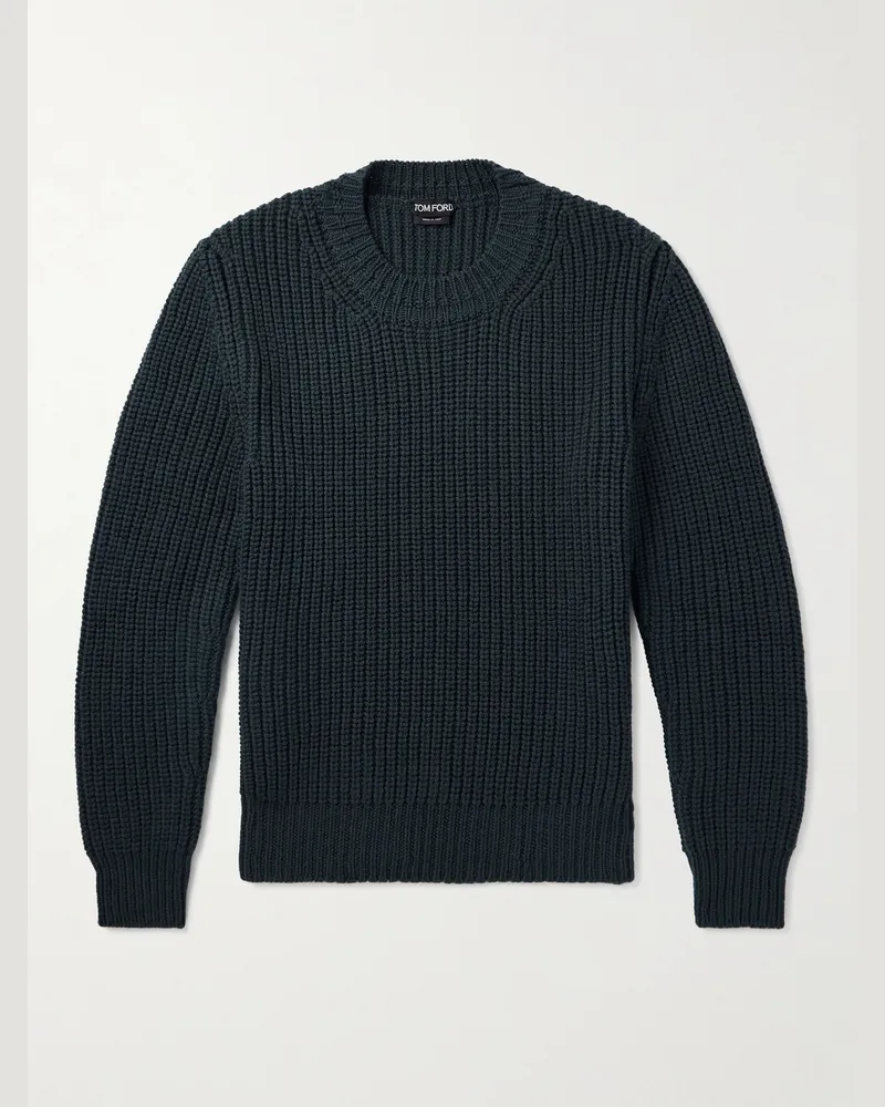Tom Ford Pullover aus einer Woll-Kaschmirmischung in Rippstrick Grau