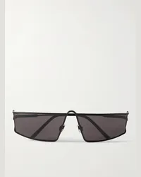 Saint Laurent New Wave Sonnenbrille mit rechteckigem Rahmen aus Metall Schwarz