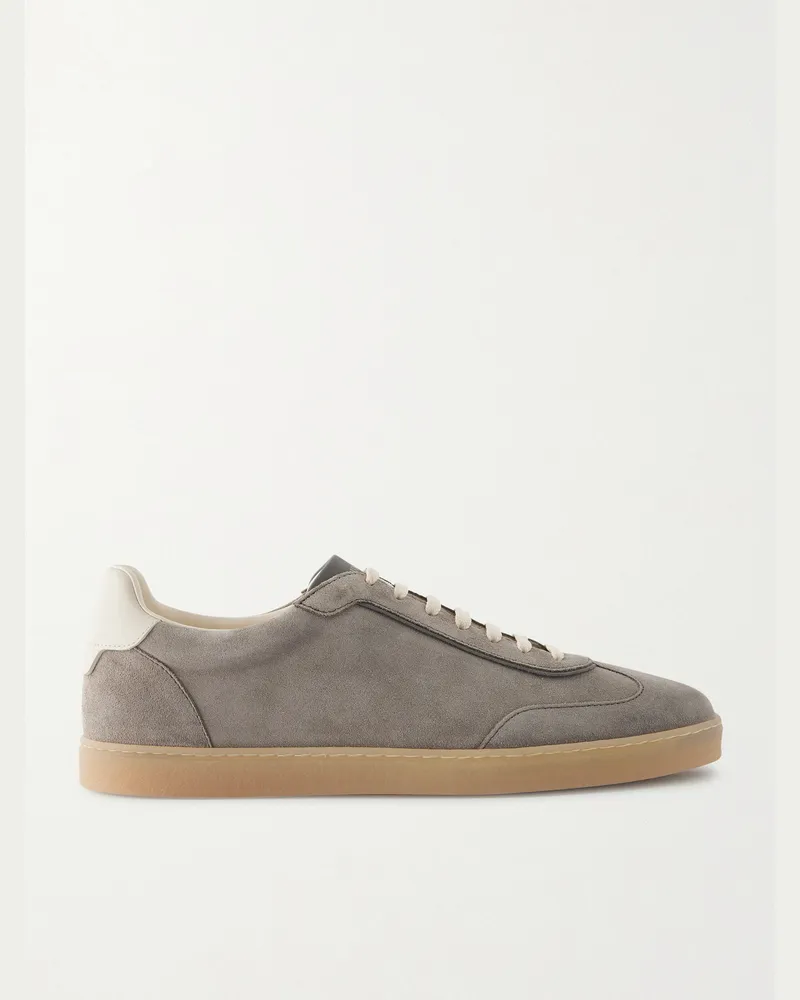 Brunello Cucinelli Coda Di Rondine Sneakers aus Veloursleder Grau
