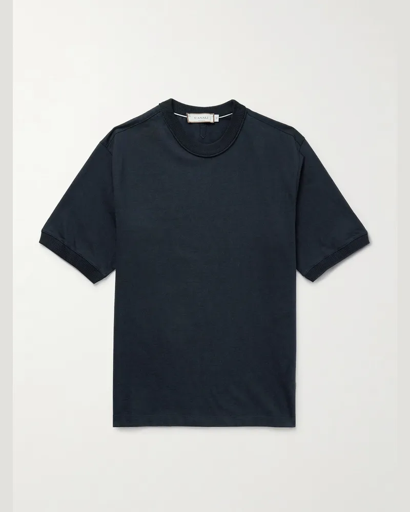 Canali T-Shirt aus Baumwoll-Jersey Blau