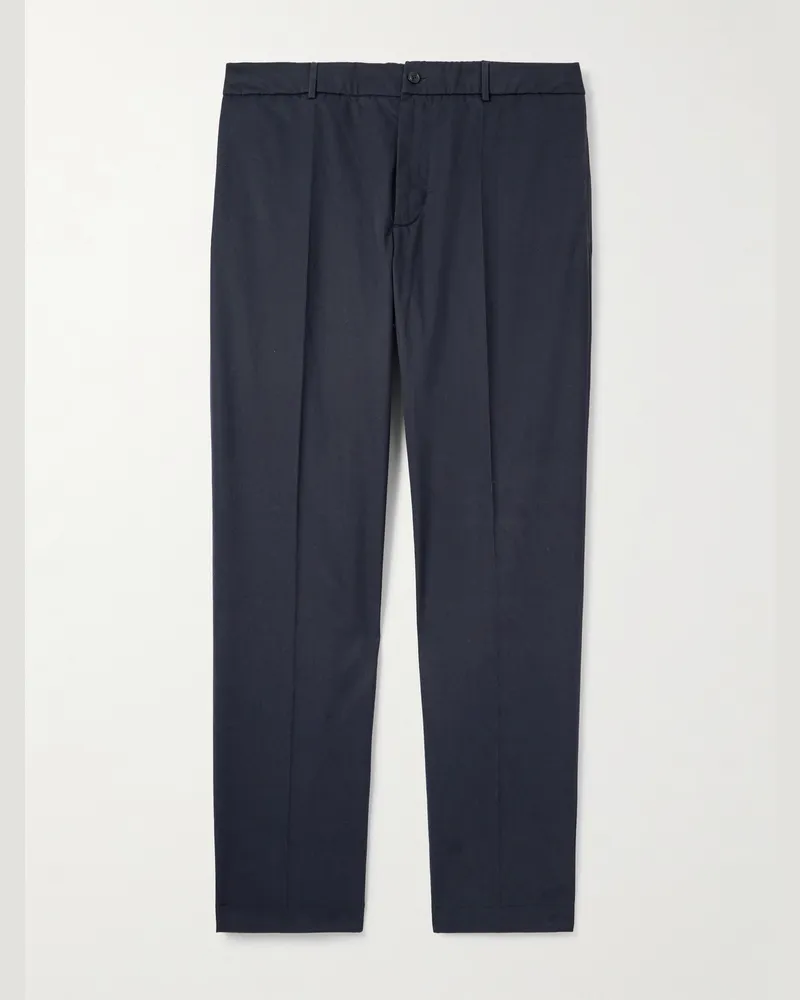 Moncler Gerade geschnittene Hose aus Baumwoll-Twill Blau