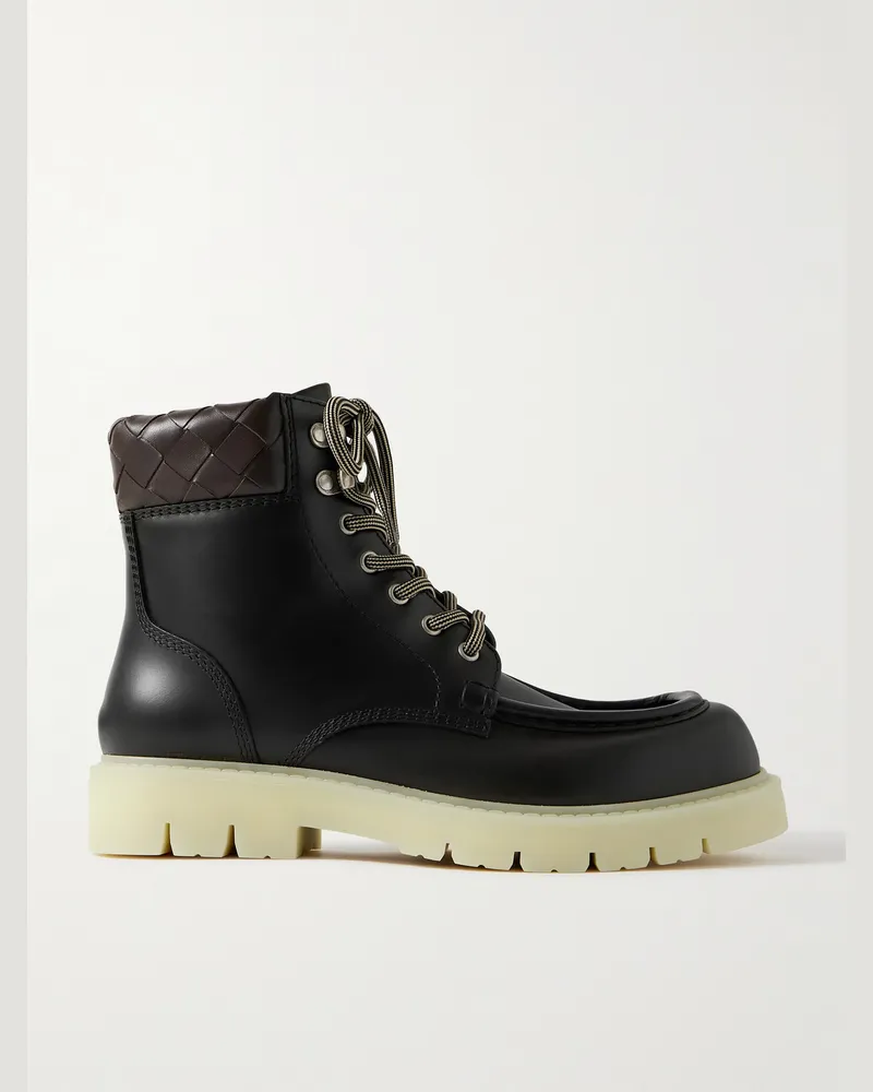 Bottega Veneta Haddock Ankle Boots aus Leder Schwarz