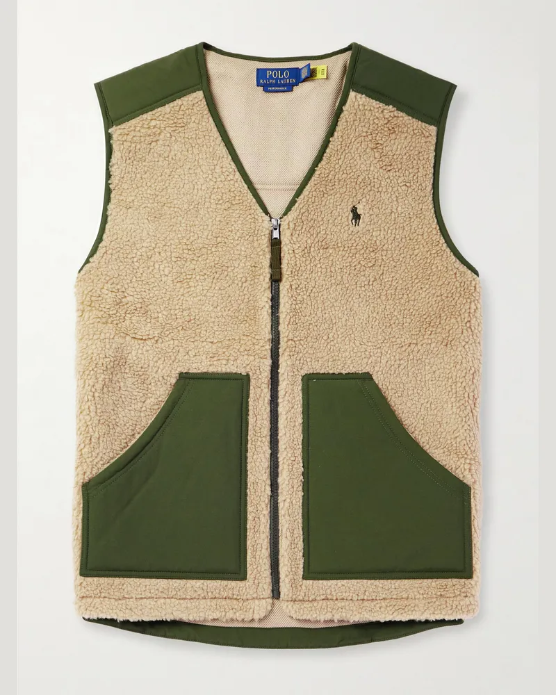 Ralph Lauren Weste aus Fleece mit Shell-Besatz und Logostickerei Braun