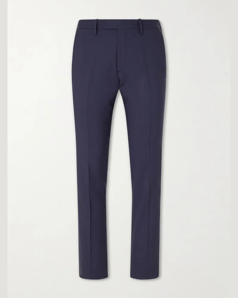 MR P. Slim-Leg Houndstooth Wool Suit Trousers Blue