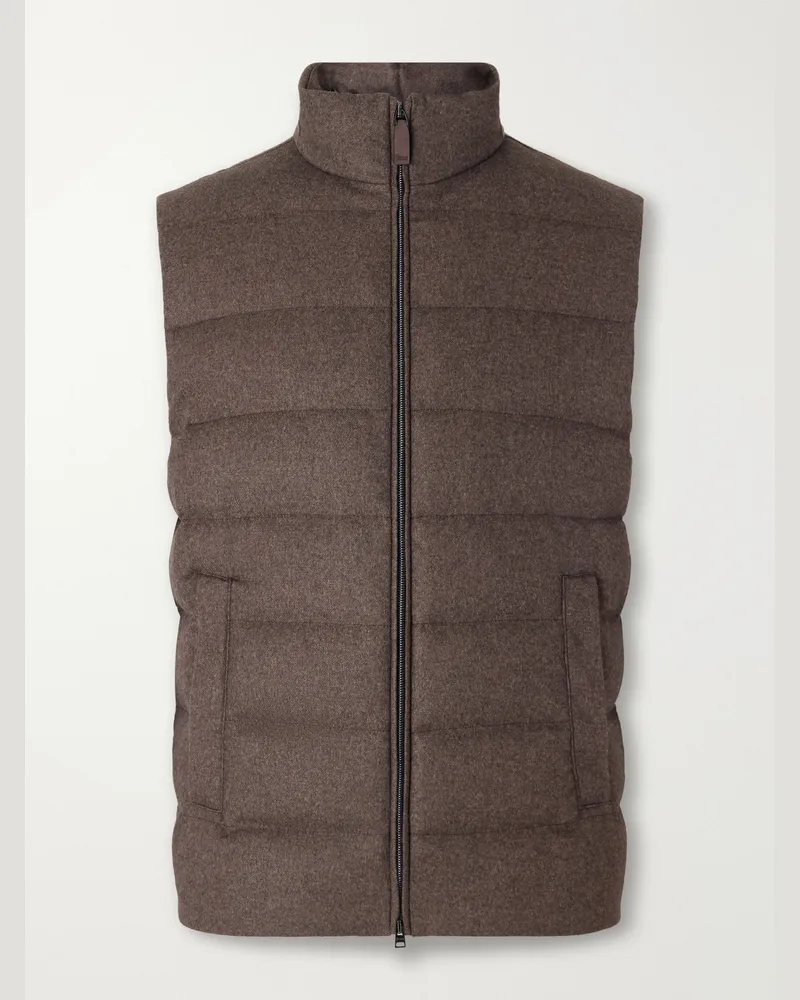 Herno Quilted Silk and Cashmere-Blend Gilet Brown