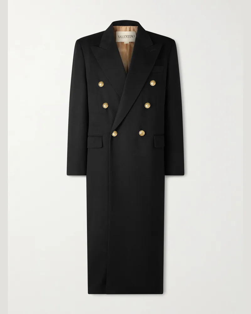Valentino Garavani Double-Breasted Virgin Wool Coat Black