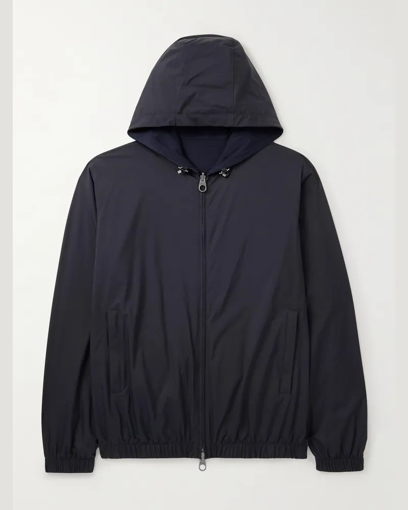 Loro Piana Reversible Storm System® Windmate® Shell and Cashmere Hooded Bomber Jacket Blue