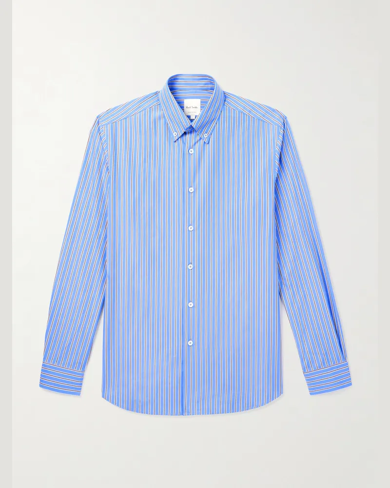 Paul Smith Hemd aus gestreifter Baumwollpopeline Blau