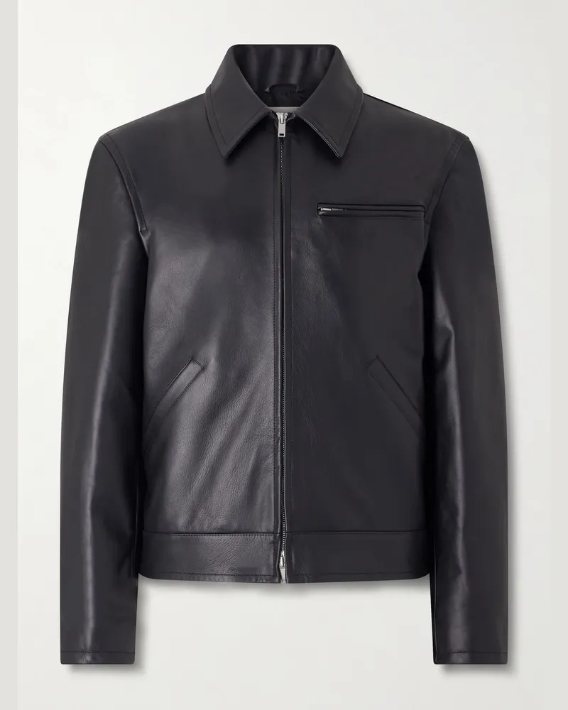 Jil Sander Leather Blouson Jacket Black