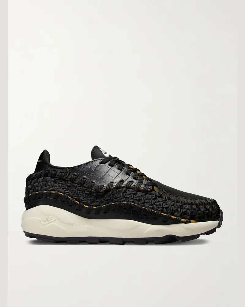 Nike Air Footscape Sneakers aus Stretch-Stretch-Strick und Leder mit Krokodileffekt Schwarz
