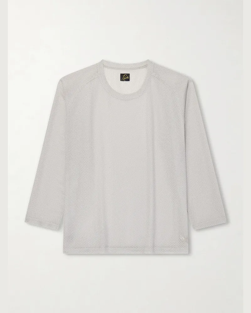 NEEDLES U-Neck Raschel Lace T-Shirt Gray