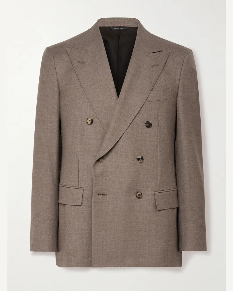 Loro Piana Doppelreihiges Sakko aus Schurwoll-Twill Neutral