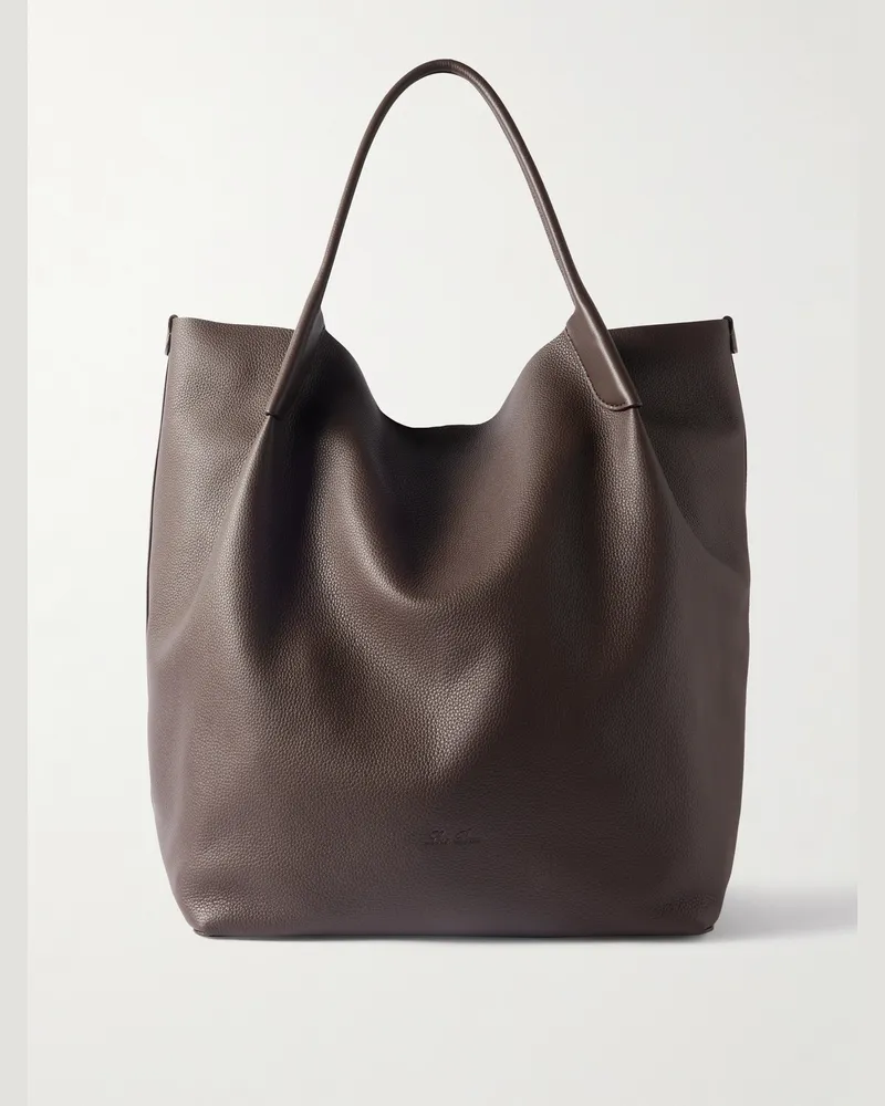 Loro Piana Bale Extra-Large Full-Grain Leather Tote Bag Brown